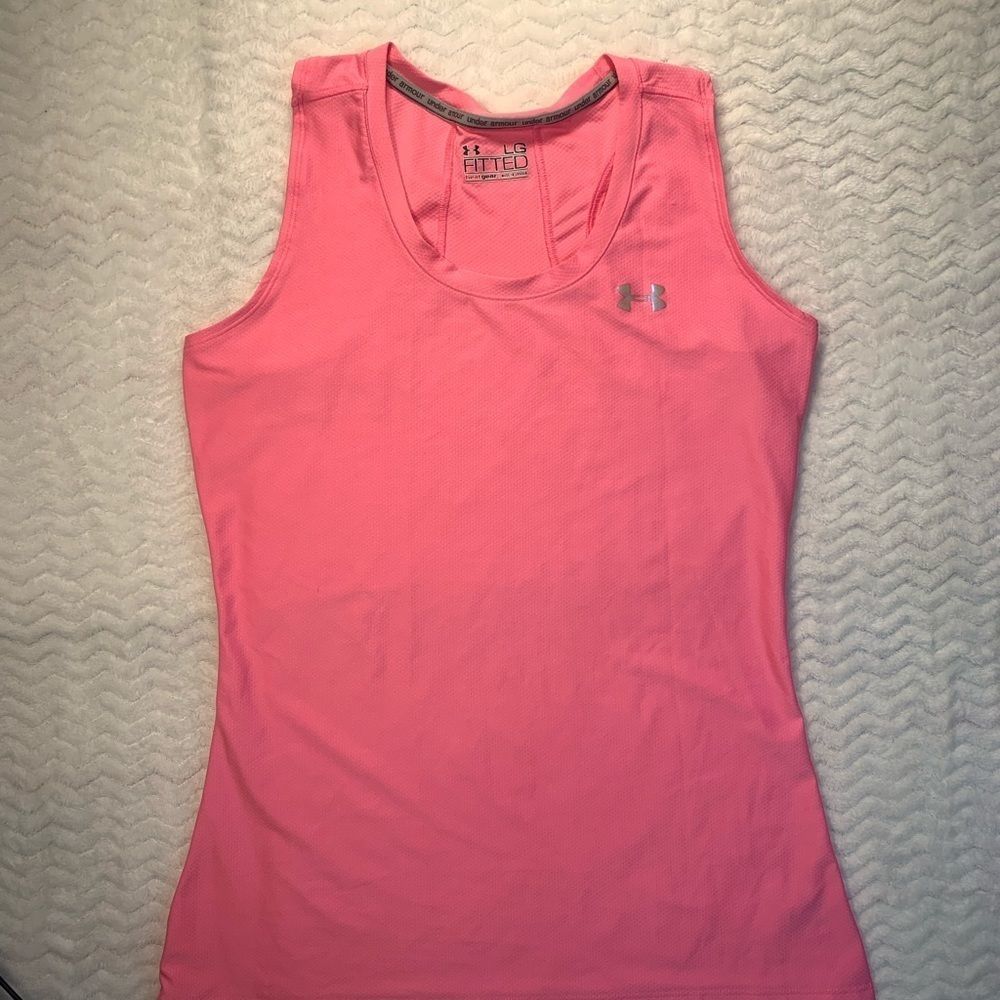 Under Armor women’s hot pink racerback tank top size large